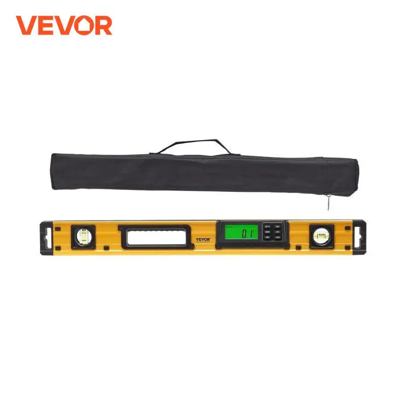 Magnetic Torpedo Level 600mm LED Backlit Screen Mechanical Bubble Vials Ruler for 0-360 Degree Gravity Sensor Leveler