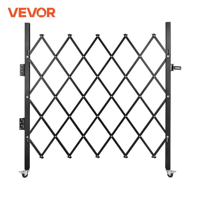 Single Folding Security Gate 1.5-2m x 1.22-3.66m Folding Door Gate Steel Accordion Flexible Expanding Security Gate Black