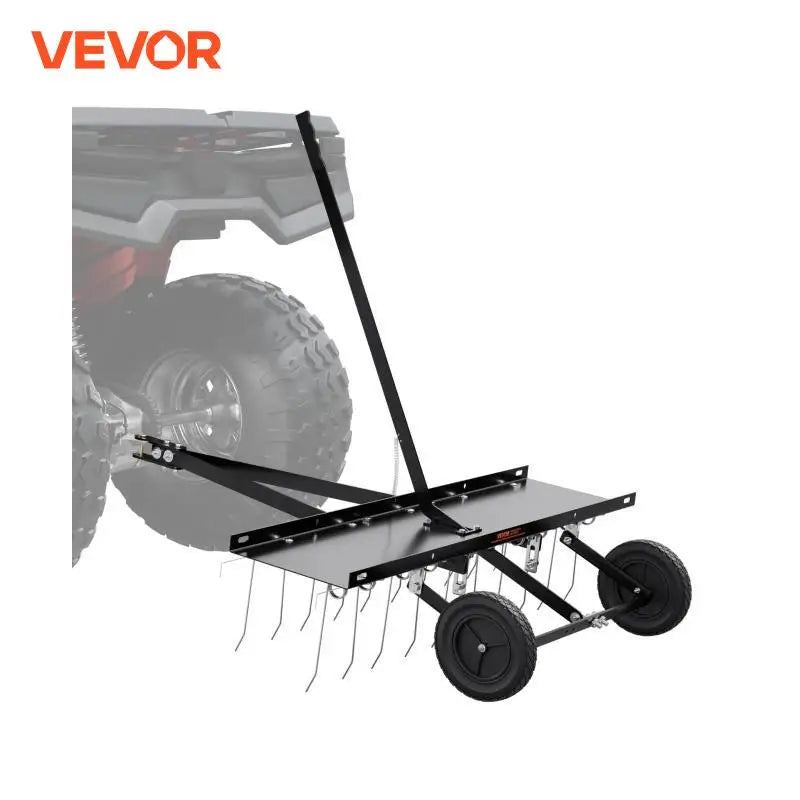 Tow Behind Dethatcher 40in Tow Dethatcher with 20 Spring Steel Tines Lawn Dethatcher Rake for ATV or Mower Tow Behind Lawn