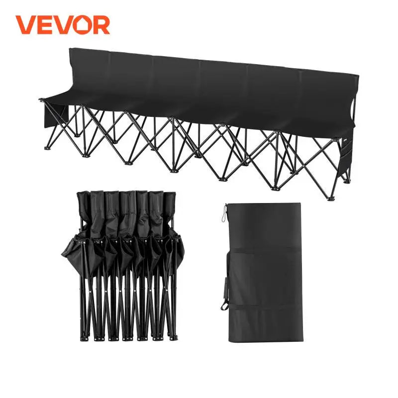 6/8Seat Foldable Sideline Bench Outdoor Camping Bench Chair with Bag & Backrest Team Sport Sideline Bench