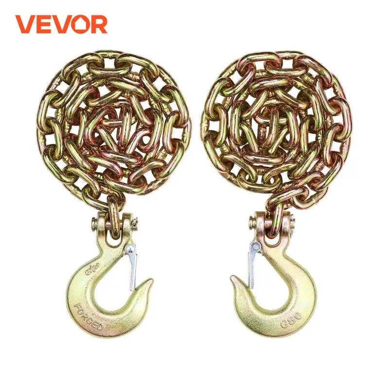 2pcs G80 Transport Binder Chain 7100 lbs Tow Chain with Clevis Snap Hook Logging for Towing Truck Tie Down Binding