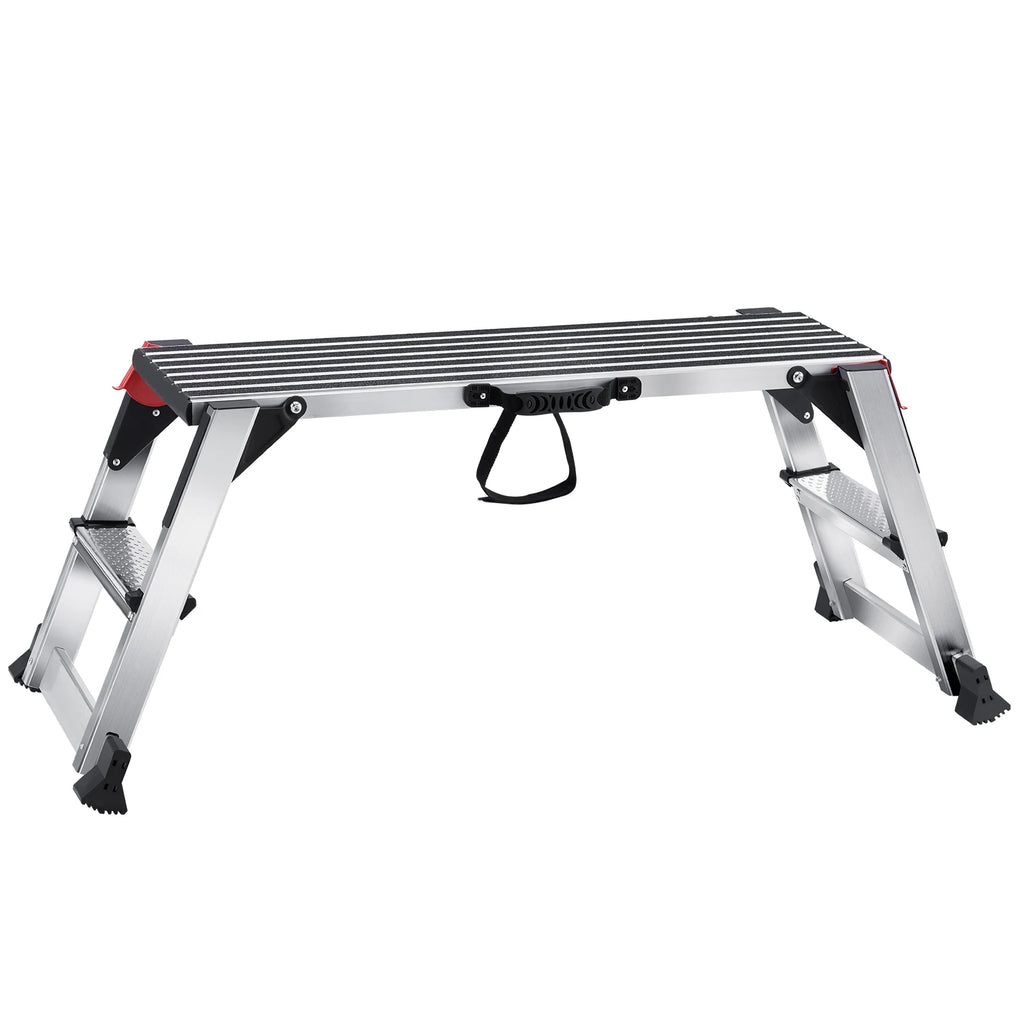 Folding Work Platform 660 lbs Load Capacity Aluminum Drywall Stool Ladder Bench w/ Non-Slip Feet for Washing Vehicles