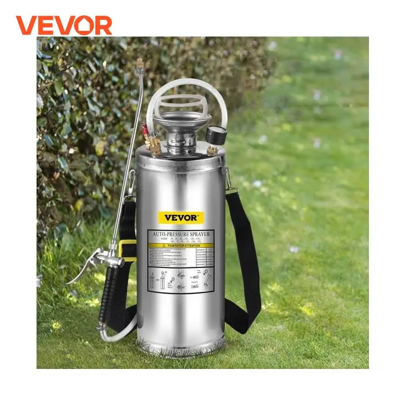4-12L Hand Powered Sprayer Stainless Steel Watering Spraying Sprinkling Atomizer Pump Home Ground Garden Cleaning Sprayer