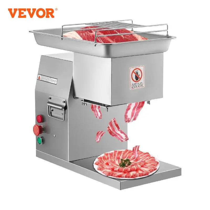 250Kg/H Electric Meat Slicer Stainless Steel 3mm Blades Meat Cutter Grinder Machine Auto Kitchen Home Appliance Commercial