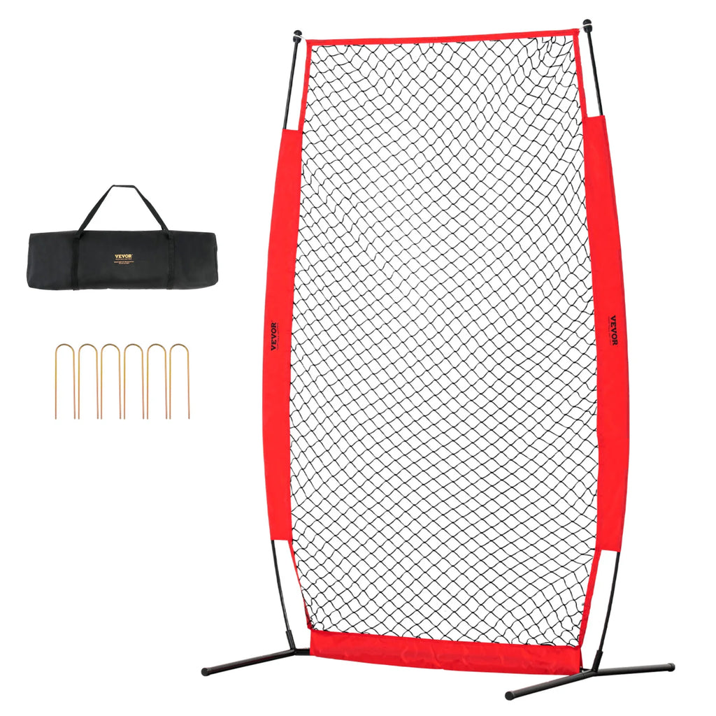 Baseball Screen for Batting CageBaseball & Softball Safety Screen Body Protector Portable Batting Screen Bag Red Black
