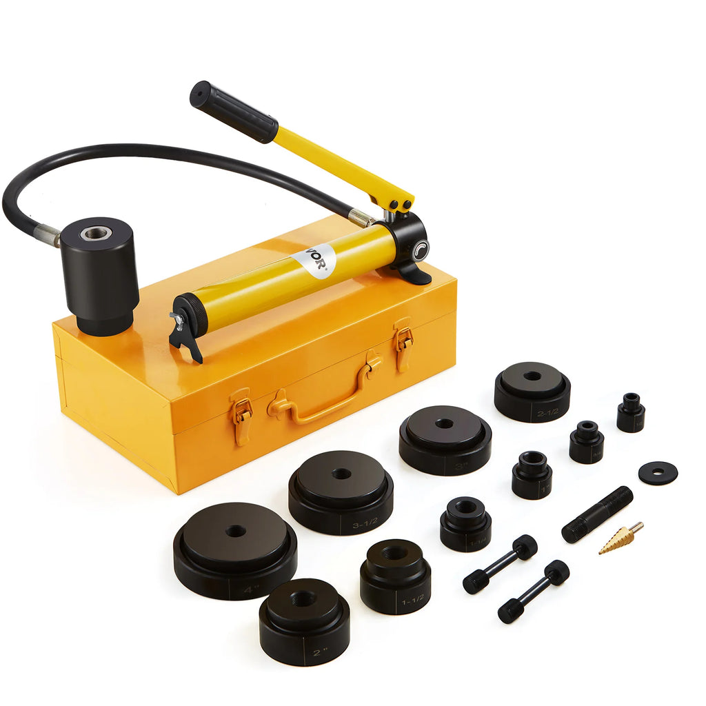 Hydraulic Knockout Punch Kit 10/15 Ton Conduit Hole Cutter Set KO Tool Kits with Puncher 10 Piece For Aluminum Brass Steel