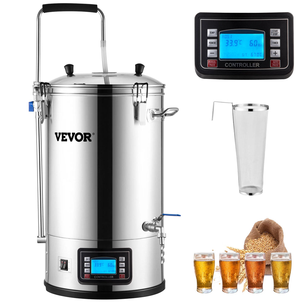 Electric Brewing System, 9.2 Gal/35 L Brewing Pot, All-in-One Home Beer Brewer Kit w/Pump, w/Auto/Manual Mode Panel