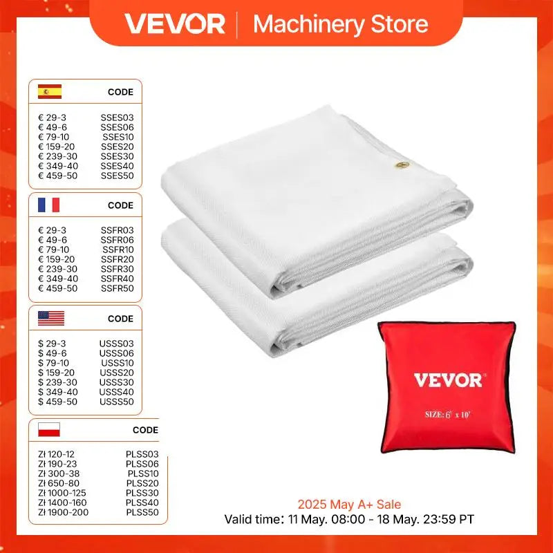 Emergency Fire Blankets 6x10 8x10FT Fiberglass Welding Blanket 2 Pack Survival Flame Retardant Safety Protective Equipment