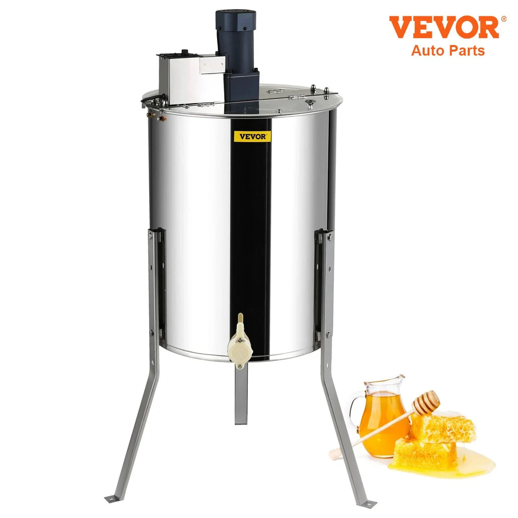 Electric Honey Extractor 4/8 Frame Stainless Steel Beekeeping Extraction Honeycomb Drum Spinner w/Transparent Lid Silver