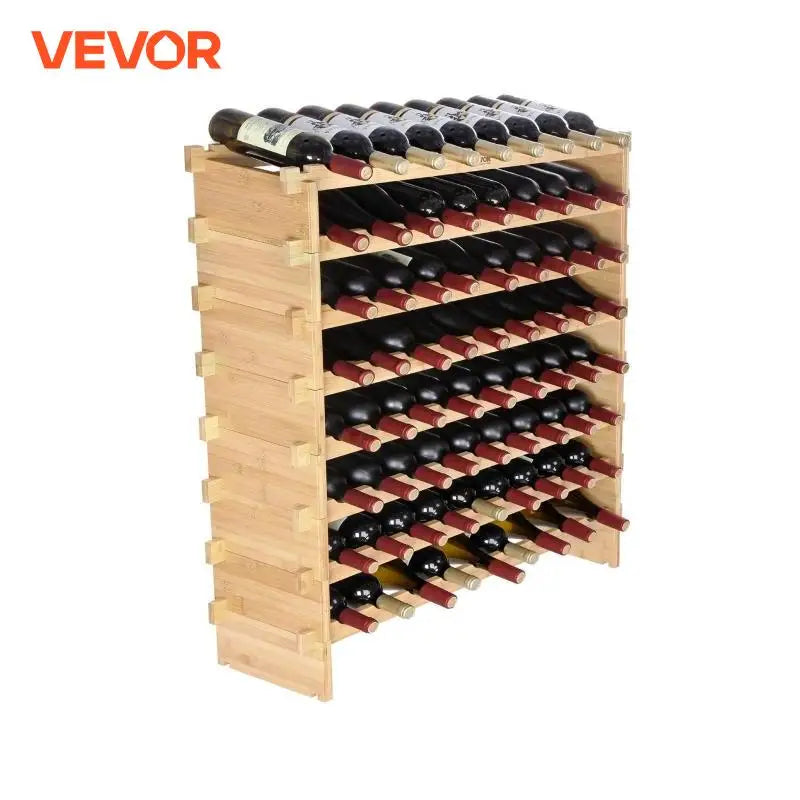 48/72 Bottle Stackable Modular Wine Rack Free Standing Wine Storage Rack Bamboo Wine Holder Display Shelves for Cellar