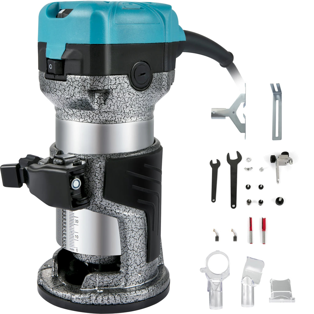 Wood Router Machine Electric Trimmer 710W 33000RPM Power Carpentry Tool for Woodworking Trimming Grooving Carving Milling