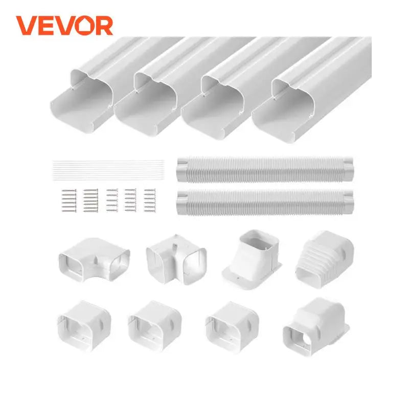 Mini Split Line Set Cover PVC Decorative Pipe Line Cover For Air Conditioner Easy to Install Paintable for Heat Pump White