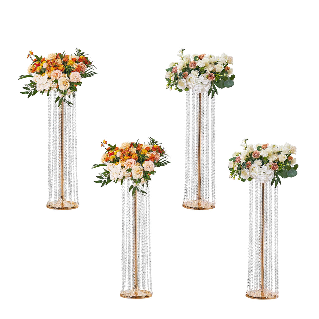 Gold Metal Column Wedding Flower Stand High With Metal Laminate Vase Geometric Centerpiece Stands Cylindrical Floral