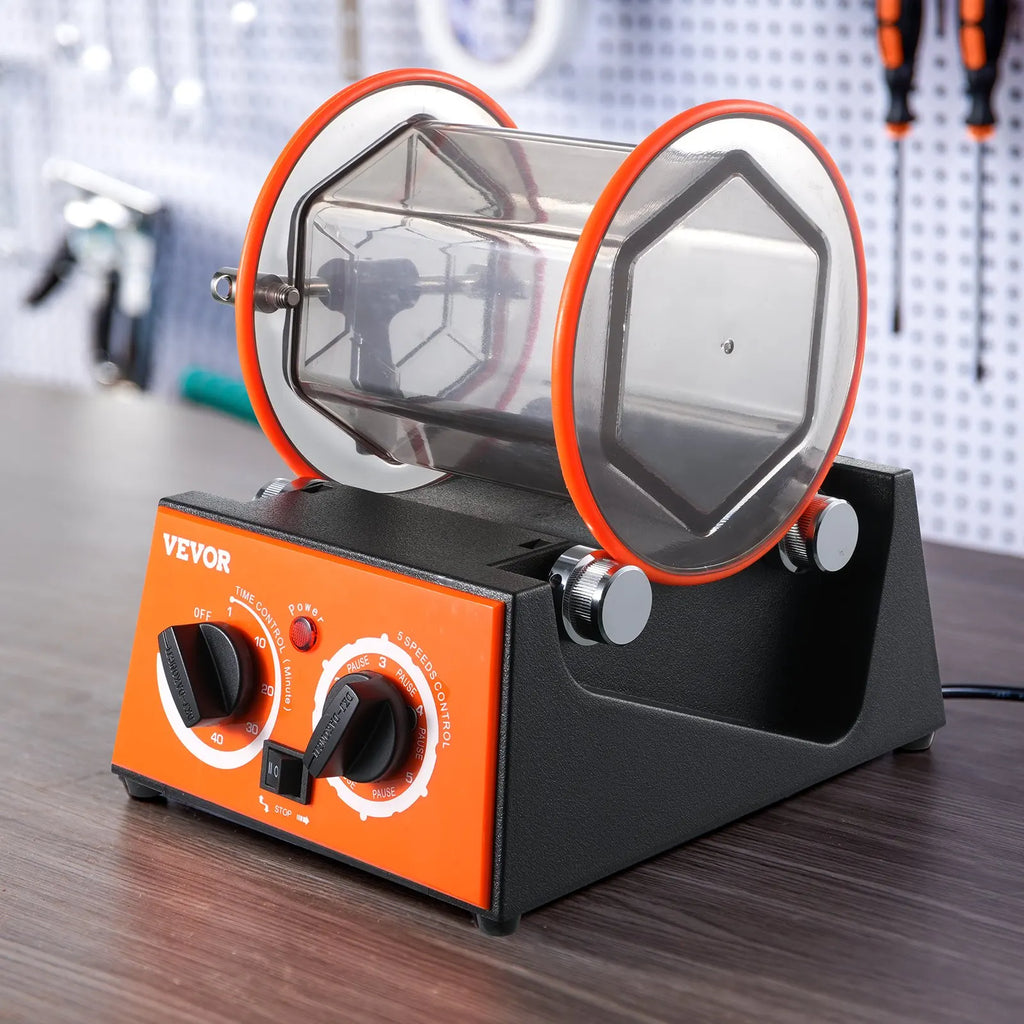 Jewelry Polisher Tumbler, 3/5kg Capacity, 5 Speeds Jewelry Rotary Finisher for Surface Polishing Grinding Buffing Jewels