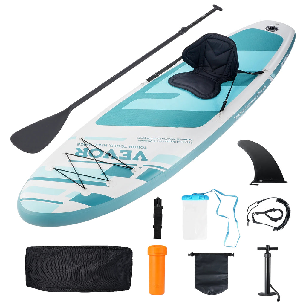 Inflatable Stand Up Paddle Board 10' x 33" x 6" /10.6' x 33" x 6" Wide SUP Paddleboard with Removable Kayak Seat Paddle