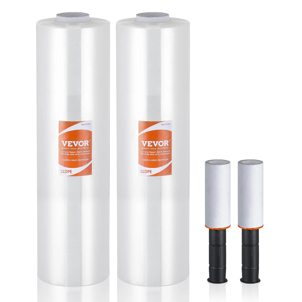 1/2/3/4 Packs Stretch Film 15 in Clear Shrink Film Roll Stretch Wrap with Handles for Pallet Wrapping Shipping Moving