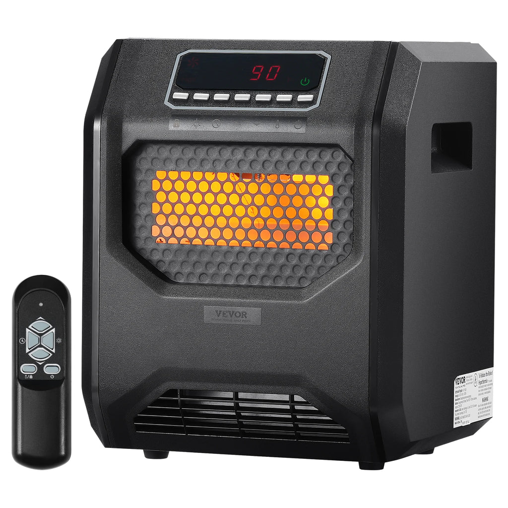 Infrared Heater 1500W Remote Control Electric Space Heater LED Patio Heater w/ 3 Speeds&Timer&Overheat Bedroom Living Room
