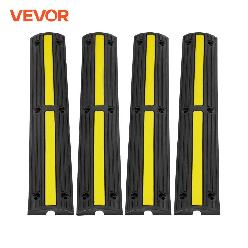 3.28 ft Cable Protector Ramp 4 PCs 1 Channel 18000 lbs/axle Capacity Heavy Duty Rubber Speed Bumps for Residential Areas