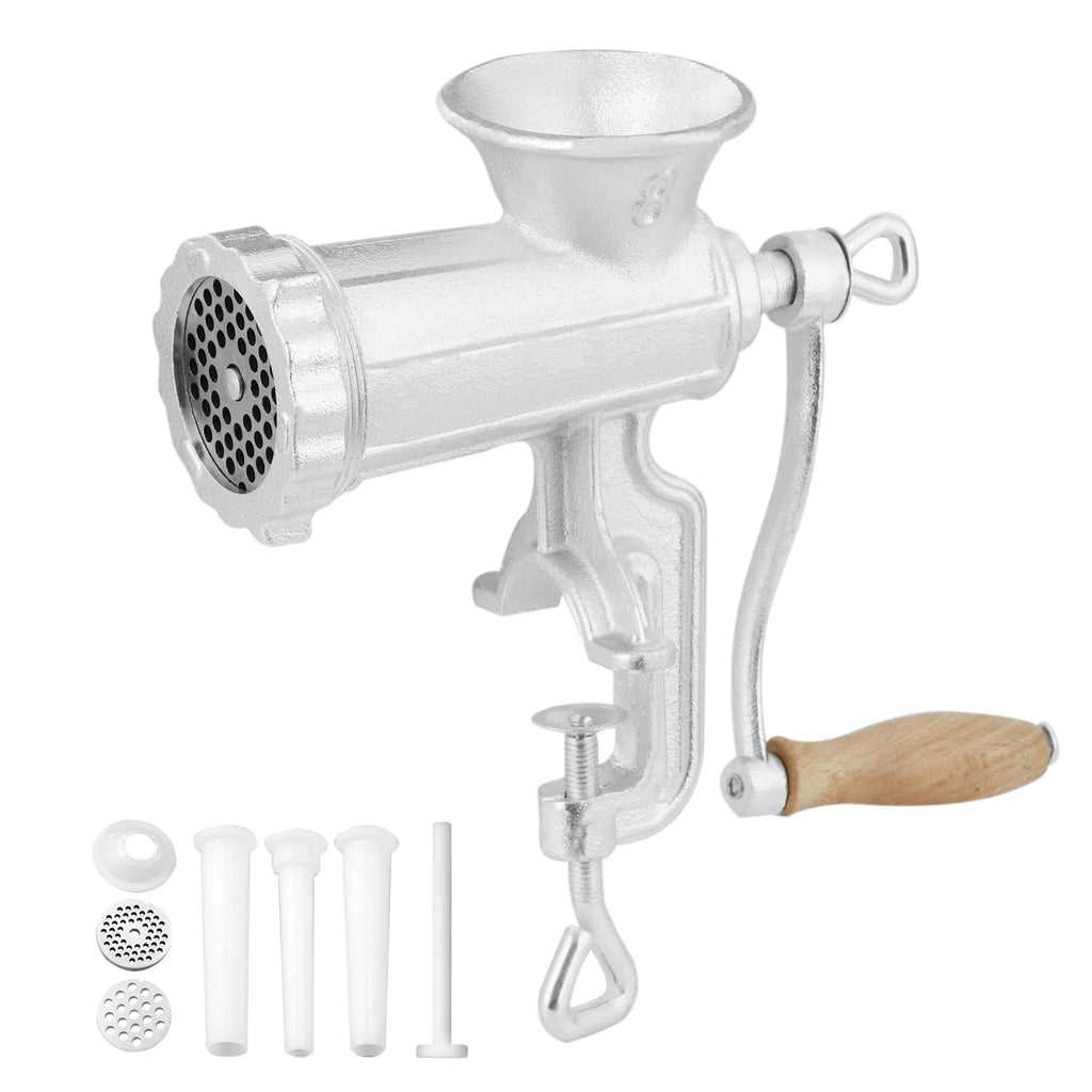 Manual Meat Grinder Heavy Duty Cast Iron Hand Meat Grinder Steel Table Clamp Meat Mincer Sausage Maker 1 Cutting Blade