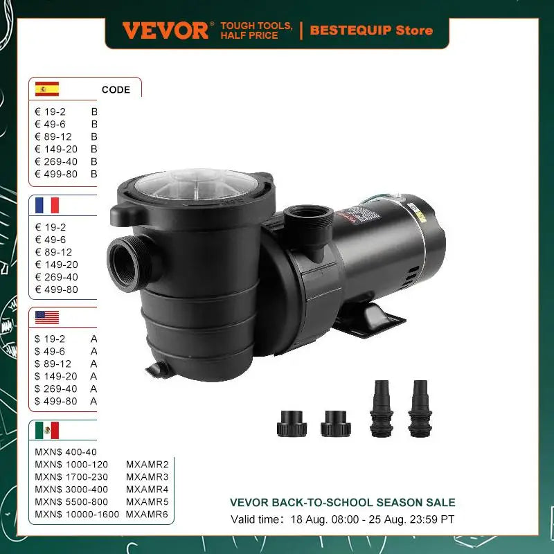 Above Ground Pool Pump 1HP / 1.5HP / 2HP Single Speed with Filter Basket for Above Ground Pools Hot Tubs Spas UL Certified