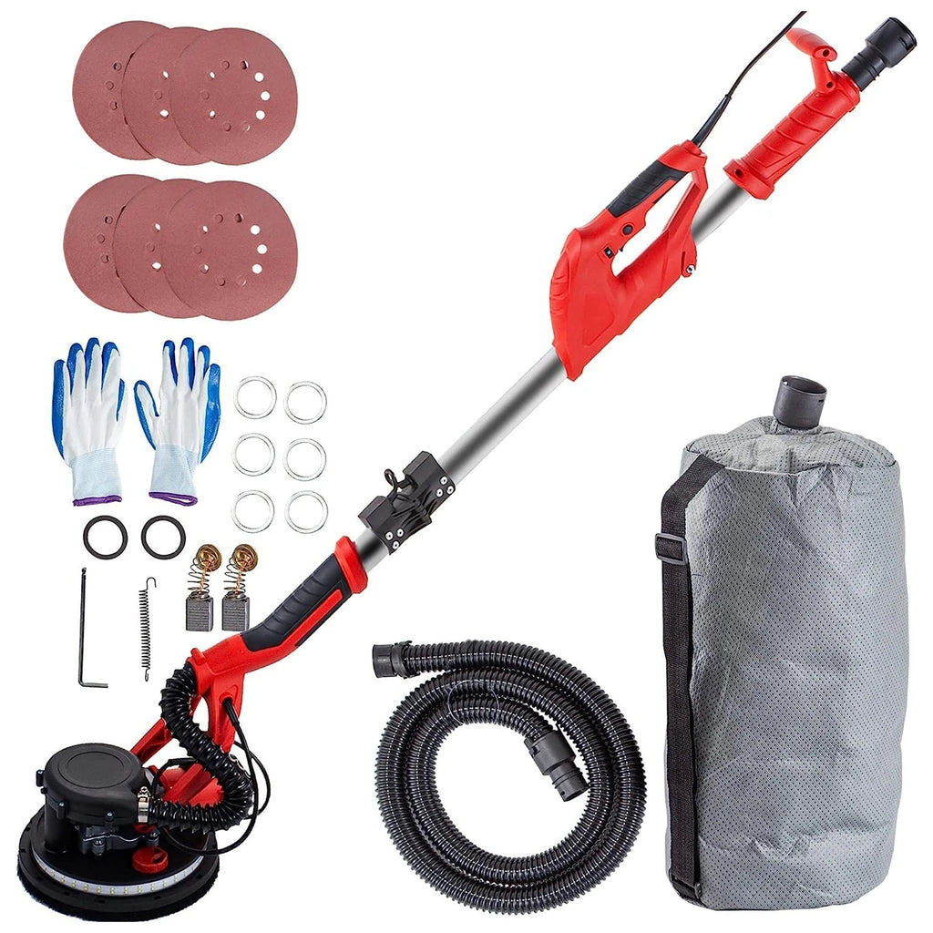 850W Electric Drywall Sander Variable Speed 800-1750RPM Foldable Sheetrock Sander with Telescope Handle Electric Sander
