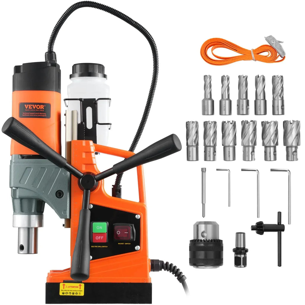 Magnetic Drill 1450W 1.57" 12500N Portable Electric Mag Drill Press Variable Speed Drilling Machine for  Home Improvement