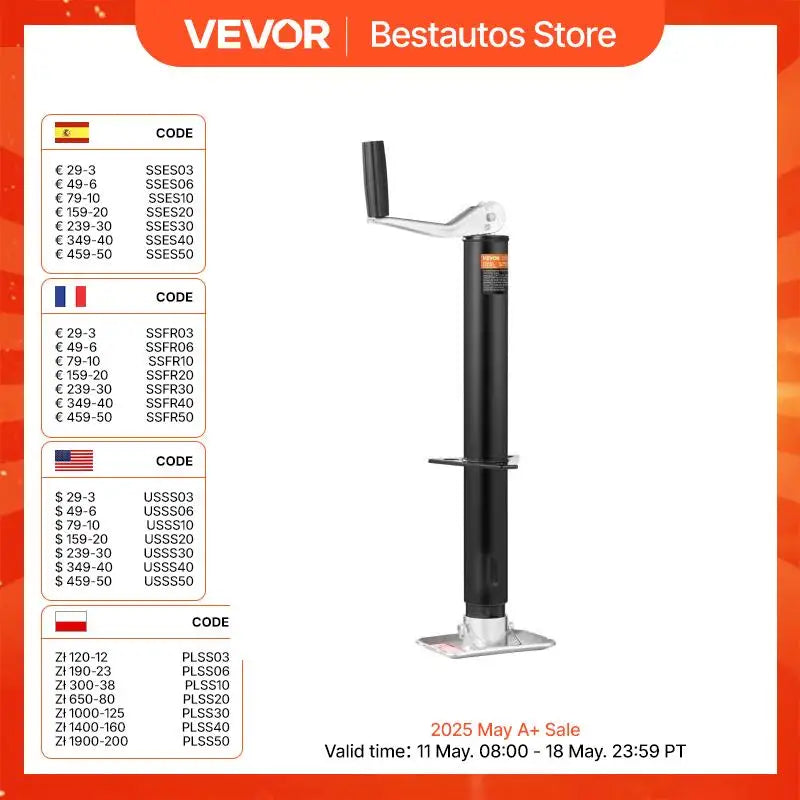 Sidewind Trailer Jack A-frame Bolt Tongue with Handle 2000lbs Stands Support Legs for lifting Boat RV Parts Accessories