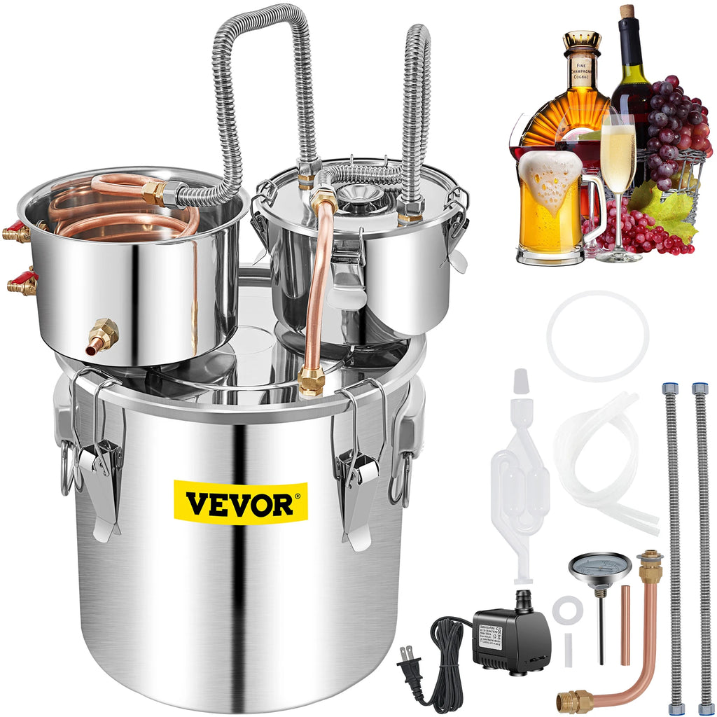 50L Alcohol Brewing Distiller DIY Moonshine Apparatu Stainless Steel Still Whisky Beer Brandy Copper Tube Home Brewing Kit