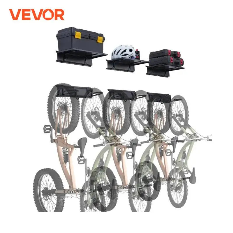 3pcs Bike Storage Rack 300 lbs 48-inch Wall Mount Bicycles Storage Hanger with 3 Shelves for 6 Bikes Garage Organizer