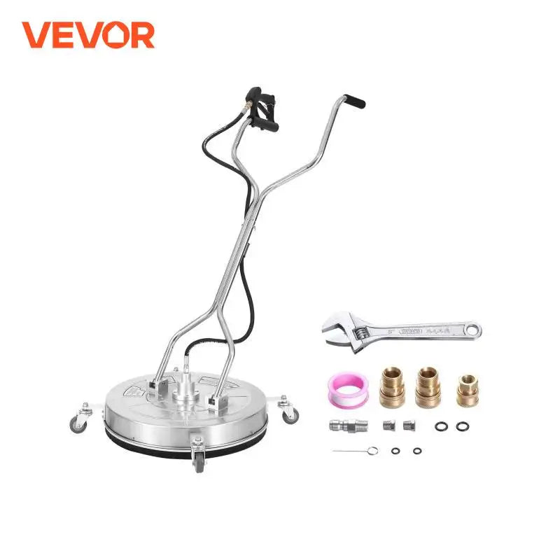15/18/20/24" Pressure Washer Surface Cleaner w/ Handles & Wheels Stainless Steel Concrete Cleaner 4000 Max PSI for Garden