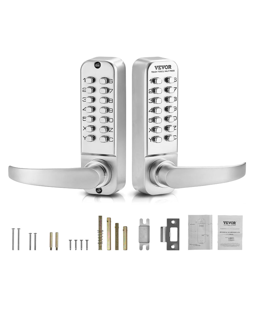 Mechanical Keyless Entry Door Lock 14 Key Mechanical Door Lock Mechanical Keypad Door Lock with Handle Double-Sided Lock