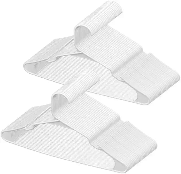 Hangers, 0.2 in Ultra-Thin, 50 Pack White Plastic Hangers with Stable Triangular Top Structure & Wider Notch Design