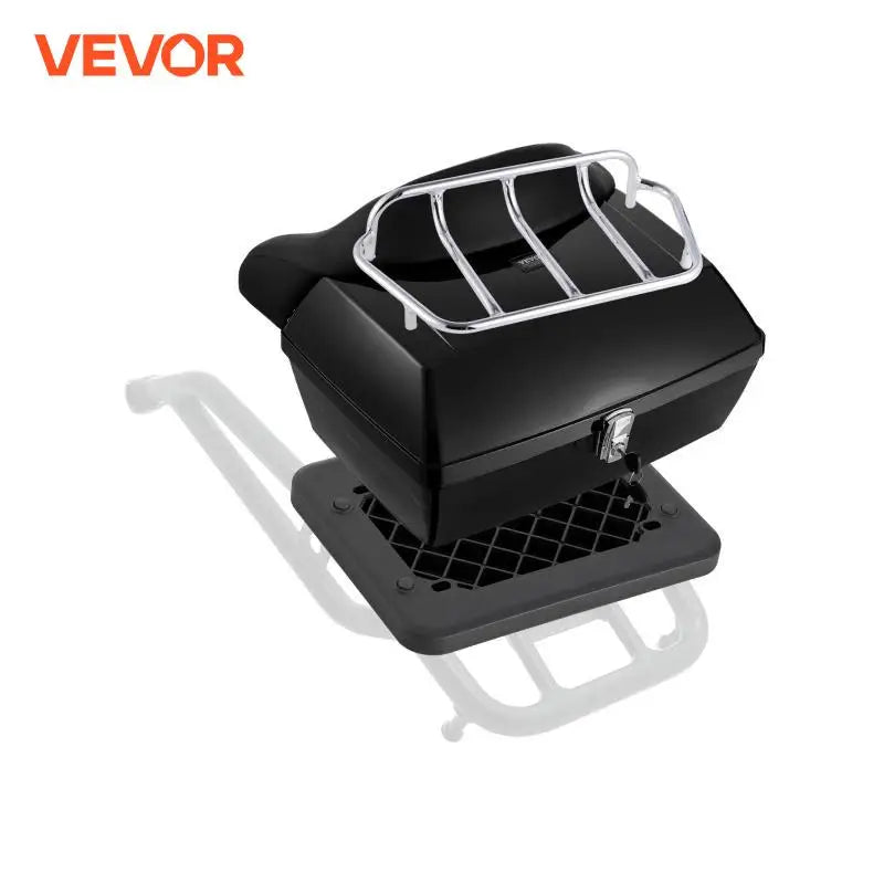 Motorcycle Top Case PP Material Motorbike Tail Box with Reflective Panel Waterproof Motorcycle Top Box with MultiHole Base