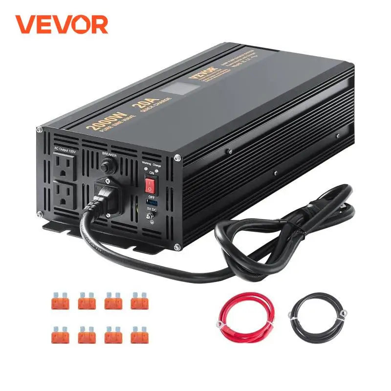 2000W/2500W Sump Pump Battery Backup System LCD Display Auto Switches to Battery Inverter Power for Emergency Power Use