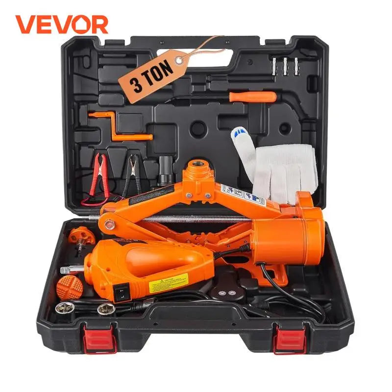 Electric Car Jack 3 Ton Scissor Jack with Electric Impact Wrench 12V Portable Car Jack Lifting for SUV, Truck Tire Change
