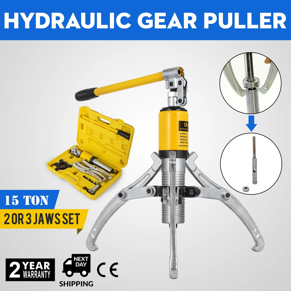 15 Ton Hydraulic Gear Puller Adjustable 3 Jaws Wheel Bearing Pulling Separator Wheel Bearing Hub Removal Tool with Cas