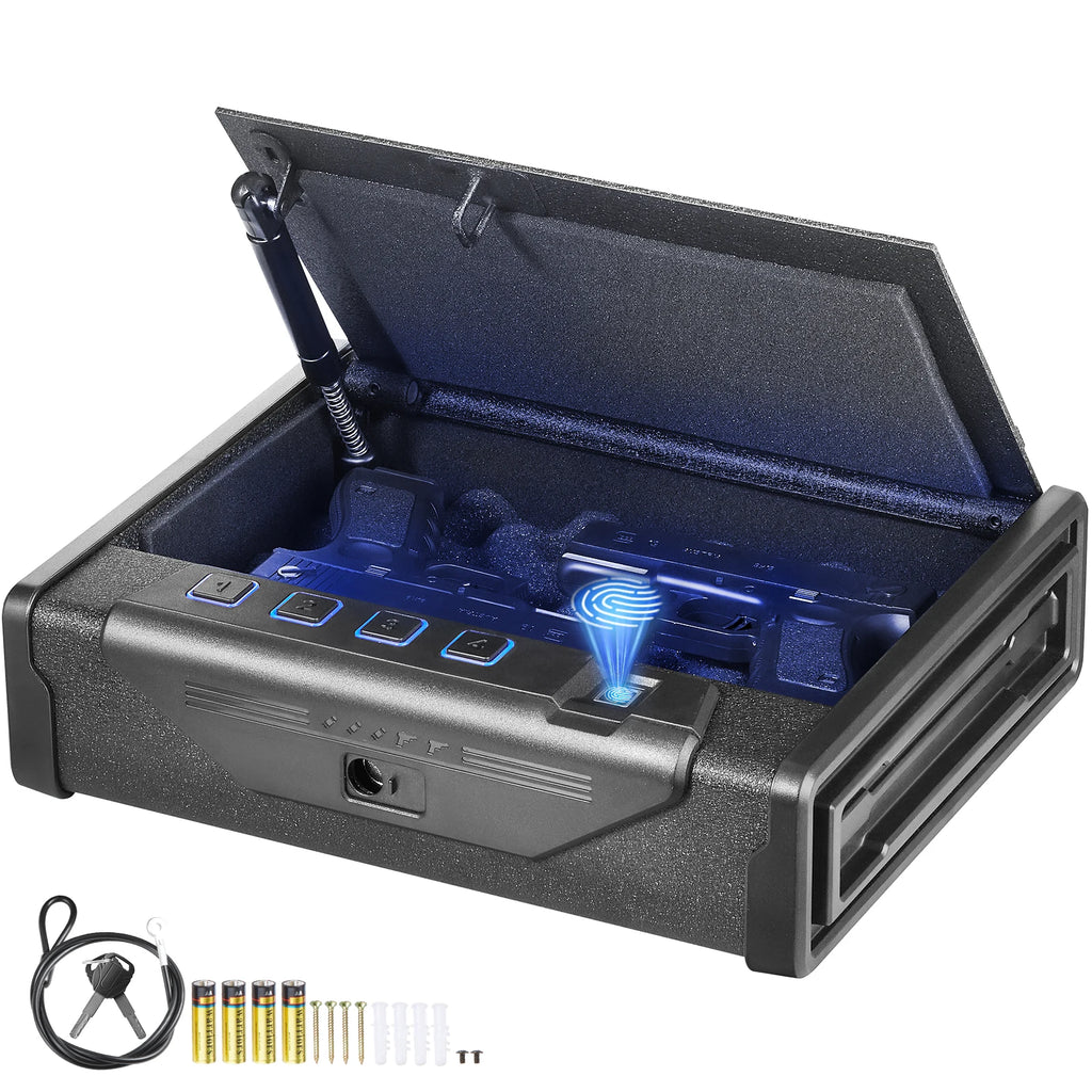 Gun Safe Q235 Steel Pistol Safe 3-Way Quick Access Firearm Case Gun Box Advanced Biometric Technology Travel Gun Safe