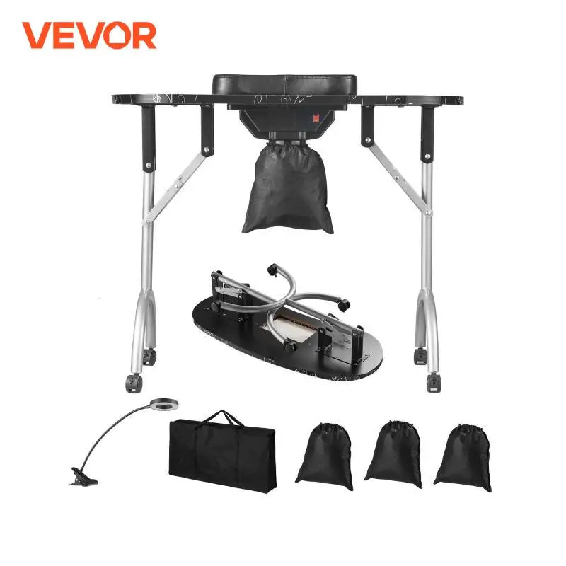 Portable Manicure Table Foldable Nail Table with Electric Dust Collector Moveable Nail Tech Desk for Home Spa Beauty Salon