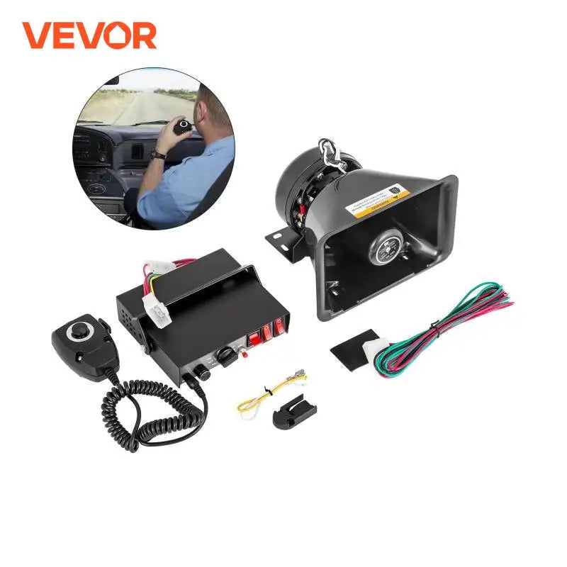 100 / 200W 12V DC Car Alarm Professional PA System 8 Kinds of Warning Sounds with Handheld Mic for All Specific Vehicles