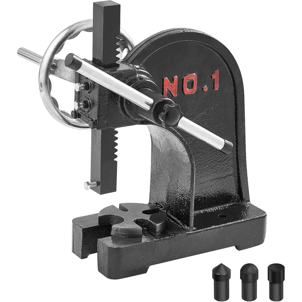 Arbor Press, 1 Ton Manual Arbor Press with Handwheel, 5.9" Maximum Height, Cast Iron Heavy-duty Manual Desktop Arbor Press