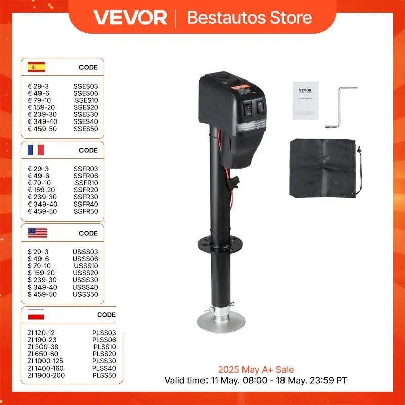 3500/4000lbs Electric Trailer Jack Automotive Mechanical Workshop Tools Power Tongue Car Jack for BMW Tesla RV Camper