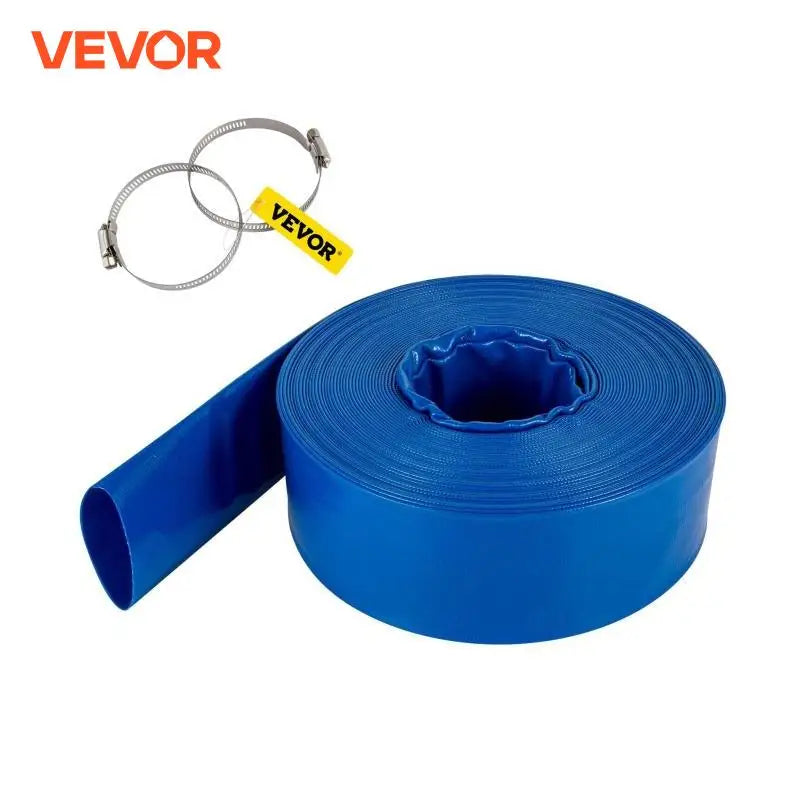 Discharge Hose Lay Flat Hose 1-1/2" x105'/3"x105'/4" x 105'/2"x105' PVC Backwash Drain Hose w/Clamp Pool Cleaning Tools
