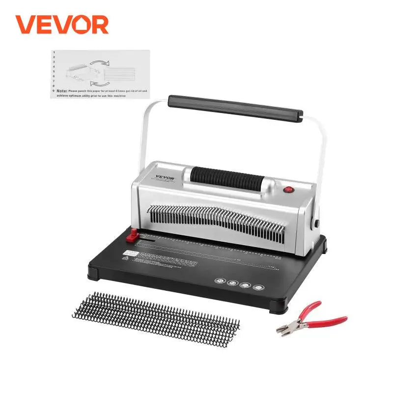 Coil Spiral Binding Machine Manual Book Maker 34-Holes Binding 120 Sheets Punch Binder with Adjustable Coil Binding Spines