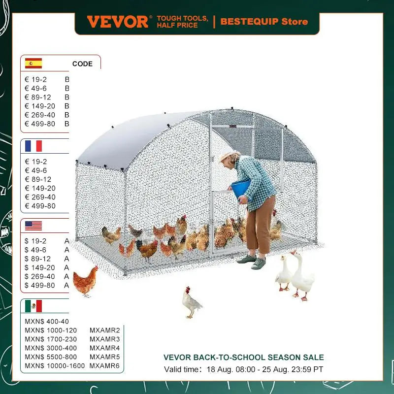 Large Metal Chicken Coop with Waterproof Cover Dome Roof Poultry Cage for Hen House Yard Duck Walkin Coop and Rabbit Run