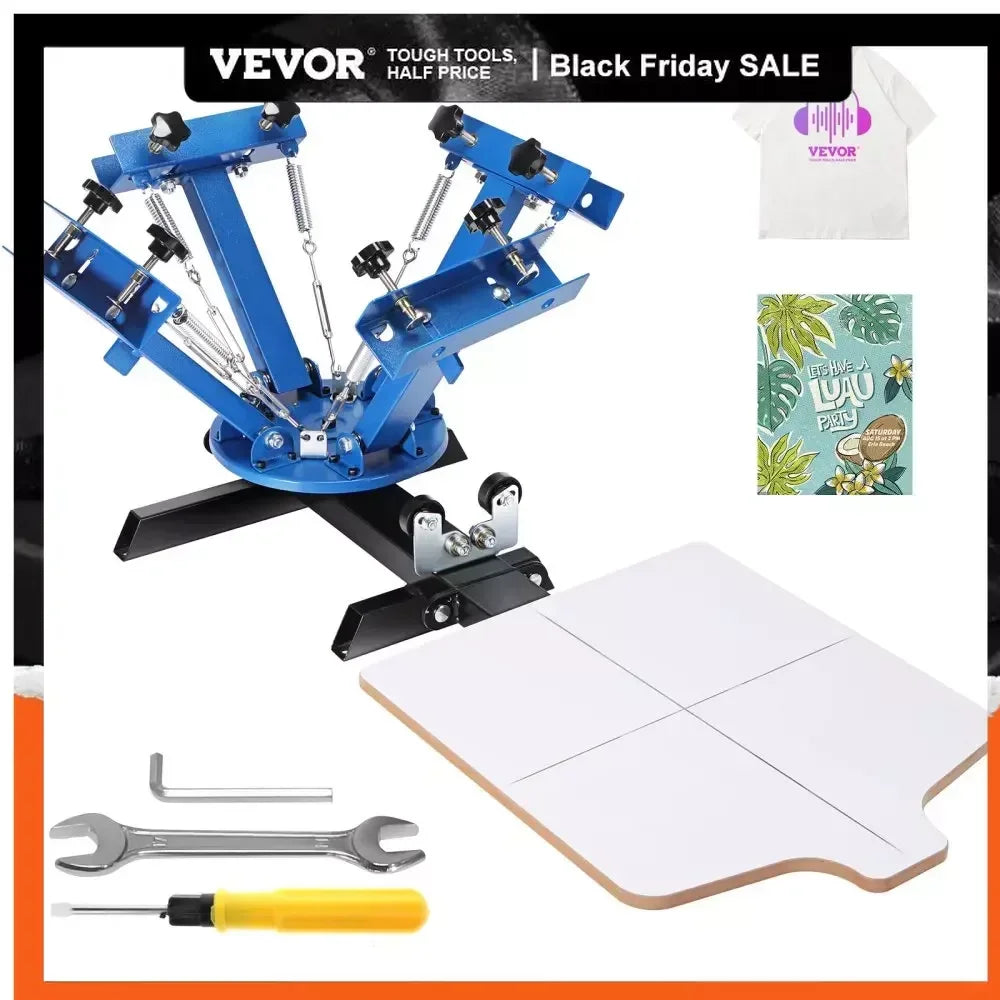 1/4 Color 1/2/4 Station Steel Silk Screen Printing Machine  for T-Shirt Press Printer Equipment DIY Kit