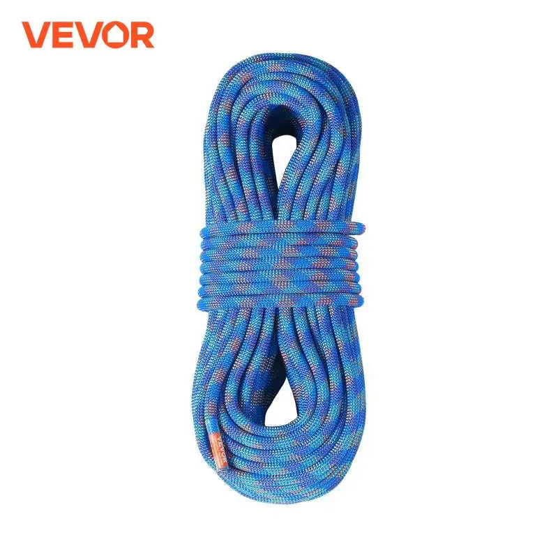 10.2mm Dynamic Climbing Rope 131-230ft Outdoor Rock Climbing Rope 25KN Breaking Tension Stretchable Fiber Rope with Hooks