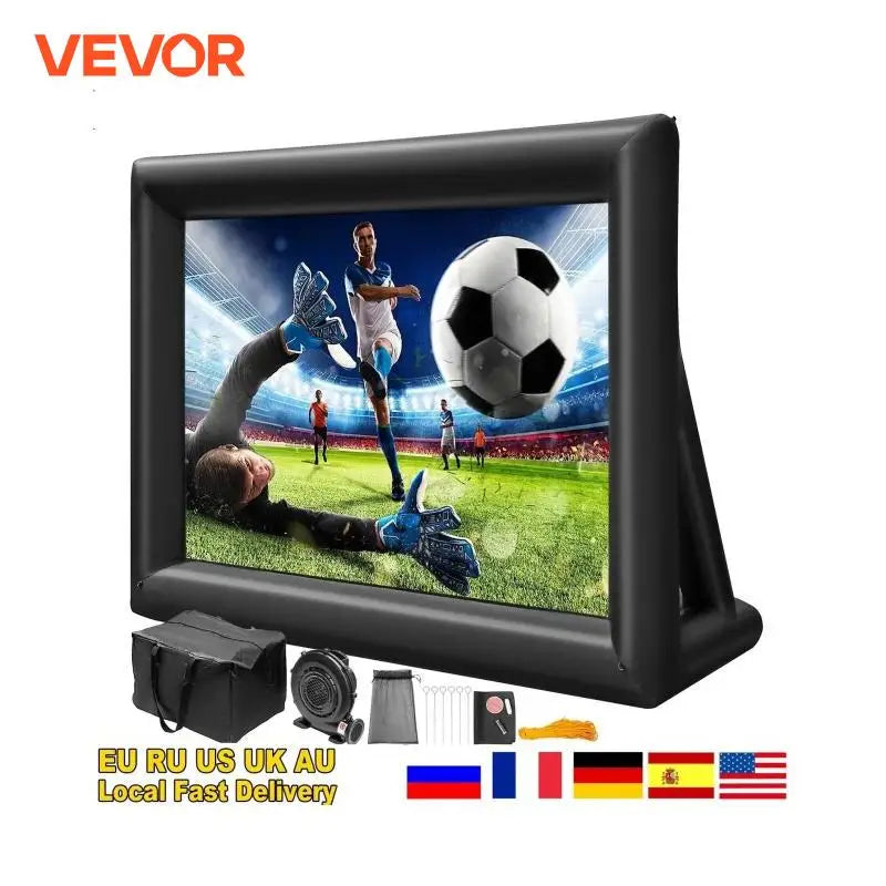 16FT 20FT Inflatable Movie Projector Screen With 350W Washable Air Blower 16:9 Home Cinema for Camping Wedding Outdoor Use