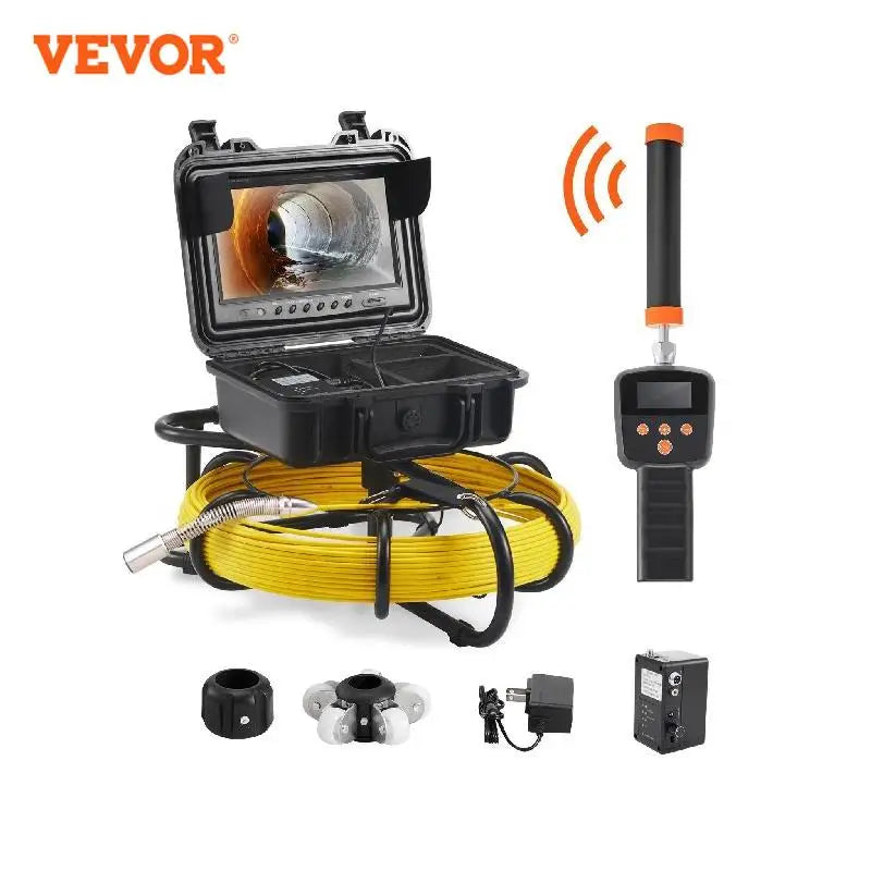 Sewer Camera with 512Hz Locator IP68 9" Pipeline Inspection Camera w/DVR Function w/12 Adjustable LEDs and 16 GB SD Card