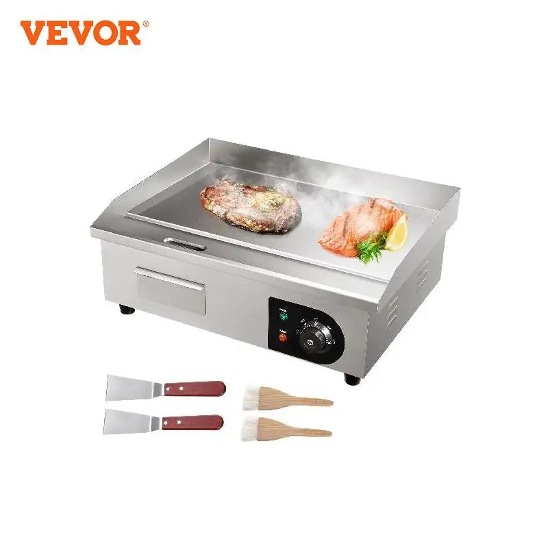Commercial Electric Griddle,Countertop Flat Top Grill, Stainless Steel Teppanyaki Grill with Non Stick Iron Cooking Plate