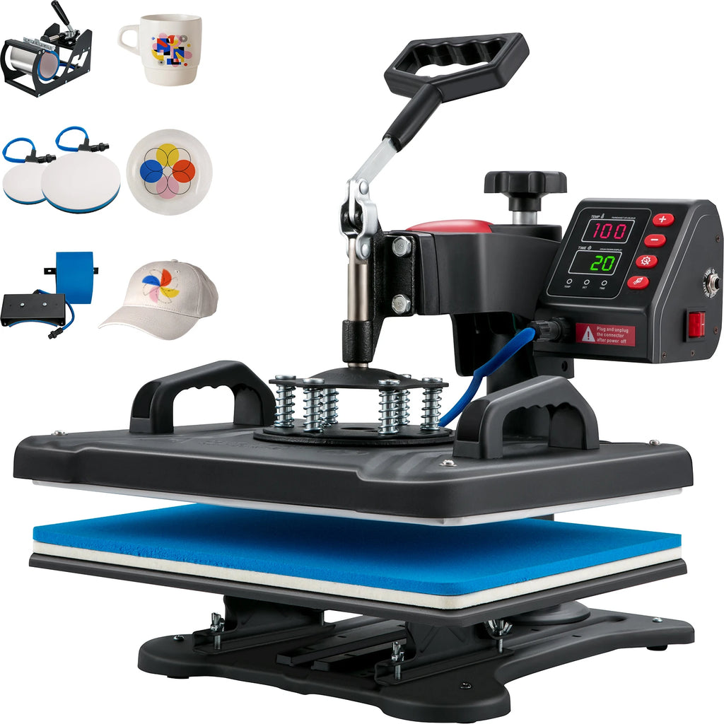 5 in 1 Heat Press Machine 12x15In,Clamshell Sublimation Transfer Printer Fast Heat-up, Digital Precise Temperature Control